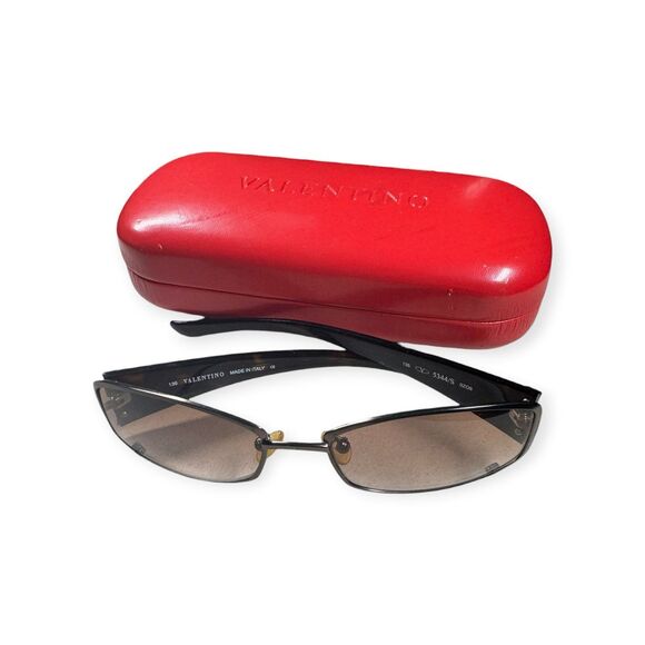 Valentino V5344/S Black Crystal Sunglasses Italy 135mm VTG